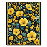 Vibrant Yellow Poppy Floral Area Rug