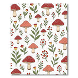 Whimsical Red Mushroom Meadow Pattern Area Rug