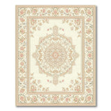 Traditional Persian Ivory Persian Floral Medallion Rug