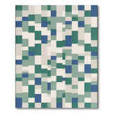 Blue and Teal Blue Teal Geometric Block Area Rug