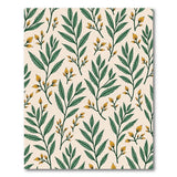 Green Leaf Yellow Bud Pattern Area Rug