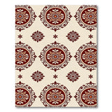 Beige Maroon Floral Medallion Persian Rug