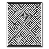 Black and White Black White Geometric Maze Labyrinth Area Rug