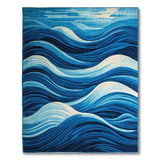 Layered Blue Waves Area Rug