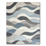 Abstract Wavy Blue Grey Area Rug