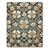 Ornate Gold Clover Lattice Teal Area Rug