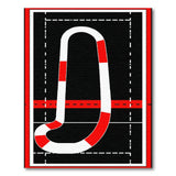 Red Volleyball Player Line Art Area Rug