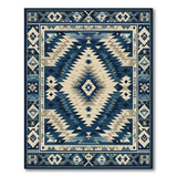 Navy Blue Southwestern Diamond Zigzag Area Rug