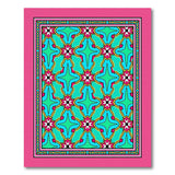Vibrant Teal Pink Star Geometric Area Rug