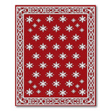 Geometric Modern Red Snowflake Area Rug with Ornate Border