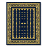 Navy Gold Art Deco Geometric Area Rug