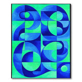 Blue and Teal Abstract Blue Teal Geometric Area Rug