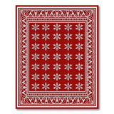 Red Snowflake Persian Area Rug with Ornate Border