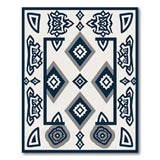 Navy Grey Geometric Heritage Tribal Area Rug