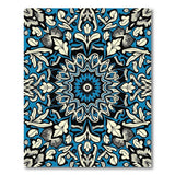 Blue and Teal Intricate Blue Mandala Floral Area Rug