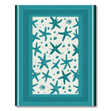 Blue and Teal Teal Starfish Seashell Coastal Area Rug