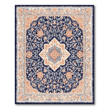 Navy Blue Orange Floral Persian Area Rug