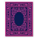 Hot Pink Ornate Border Navy Area Rug