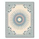 Ornate Blue Sunburst Framed Area Rug