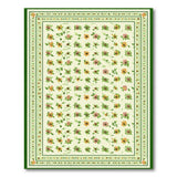 Cream Scattered Floral Rug with Green Border