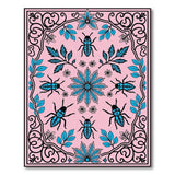 Pink Scarab Beetle Floral Area Rug