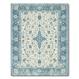 Blue and Teal Blue Teal Traditional Persian Floral Rug