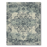 Blue Teal Distressed Vintage Scroll Area Rug