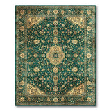 Teal Green Traditional Persian Medallion Rug