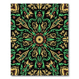 Ornate Green Gold Floral Vintage Area Rug
