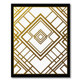 Gold Art Deco Lattice Geometric Rug