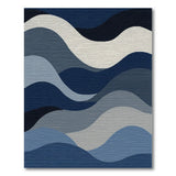 Blue Layered Waves Abstract Area Rug