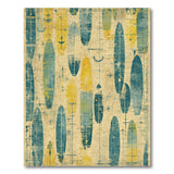 Vintage Teal Surfboard Distressed Area Rug