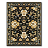 Luxe Black Gold Floral Persian Area Rug
