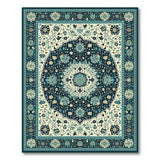 Traditional Persian Blue and Teal Navy Persian Medallion Area Rug