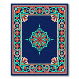 Blue and Teal Traditional Persian Navy Persian Medallion Area Rug