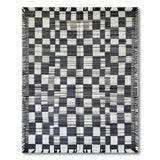 Black White Geometric Patchwork Woven Rug