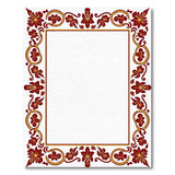 Ornate Red Gold Floral Border Rug