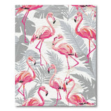 Pink Flamingo Grey Palm Leaf Area Rug