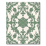 Ornate Green Vine Leaf Damask Area Rug