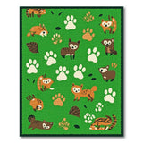 Whimsical Foxes Paw Prints Green Area Rug