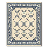 Navy Blue Ornate Persian Area Rug Cream Field