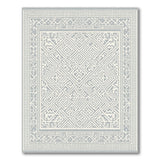 Grey Intricate Geometric Border Area Rug