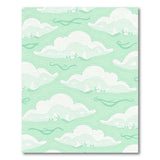 Whimsical Cartoon Clouds Green Area Rug