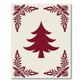 Red Christmas Tree Silhouette Rug with Ornate Corners
