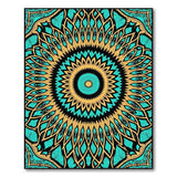 Teal Mandala Geometric Blue and Teal Area Rug