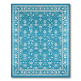 Blue and Teal Floral Vintage Area Rug