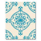 Blue Floral Medallion Area Rug on Cream