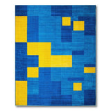Bold Blue and Yellow Geometric Area Rug
