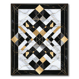 ODIKA Art Deco Marble Geometric Washable Rug - Black, White & Gold Low Pile Area Rug