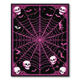 ODIKA Pink Gothic Skull Spiderweb Washable Rug - Low Pile Spooky Decor